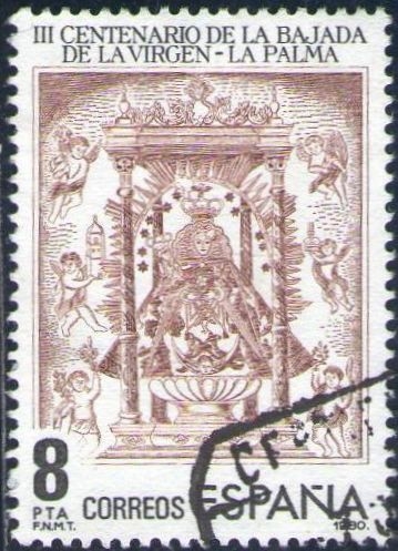 ESPAÑA 1980 2577 Sello 300 Aniv. Fundación de la bajada de Ntra. Sra. De las Nieves desde su Santuario a Santa Cruz de la Palma usado Espana Spain Espagne Spagna Spanje Spanien 